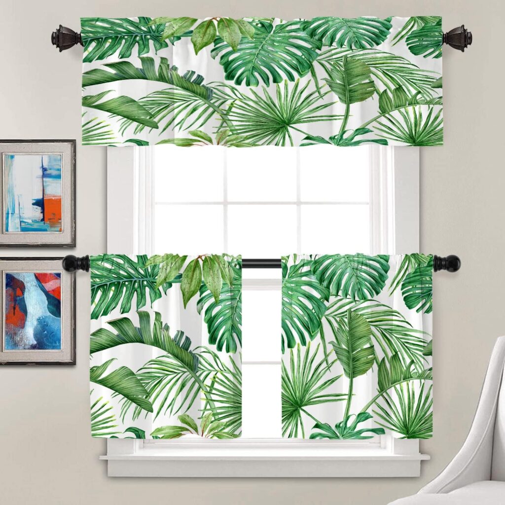 Tropical leaves window valances