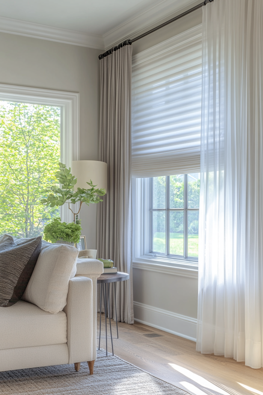 View of 29 Layered Window Treatment Ideas for Stylish Privacy