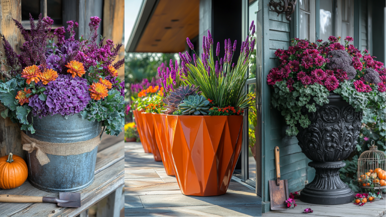 Fall planters for front porch