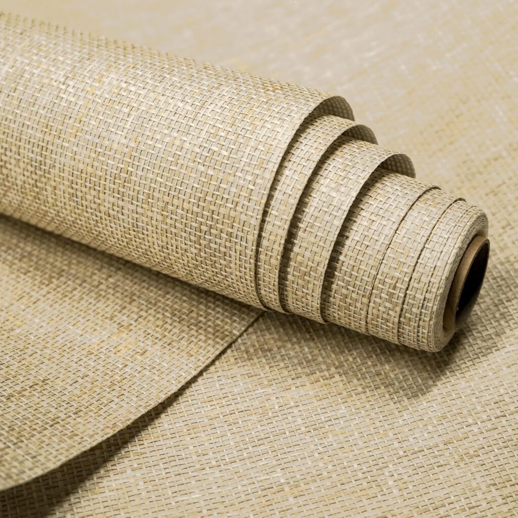 Textured grasscloth wallpaper