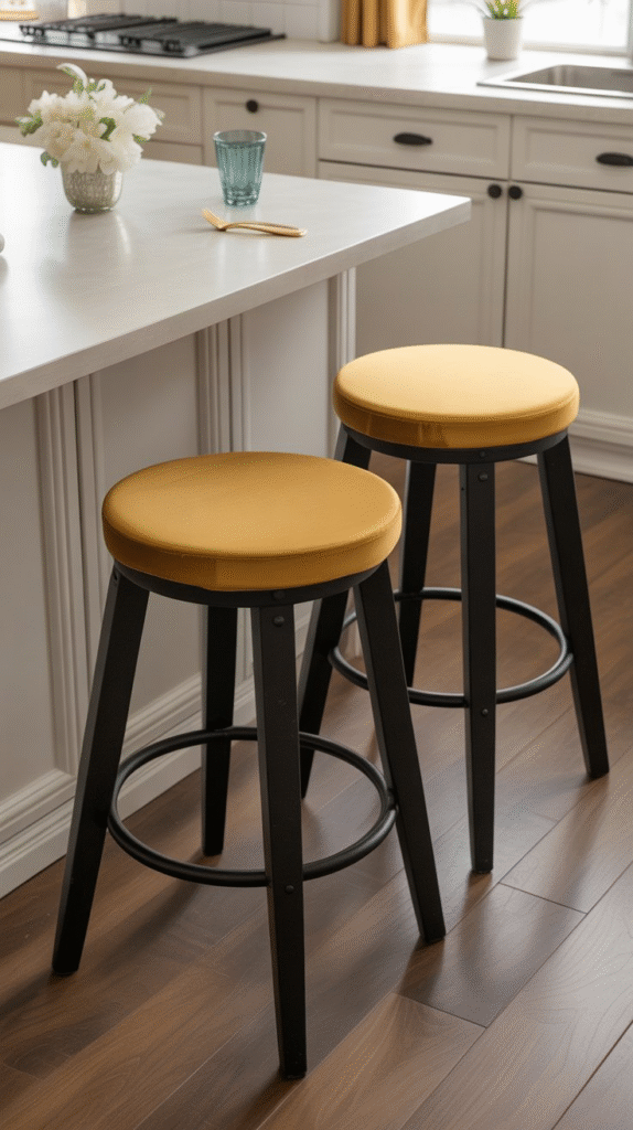 Bar stool cushion covers in gold color
