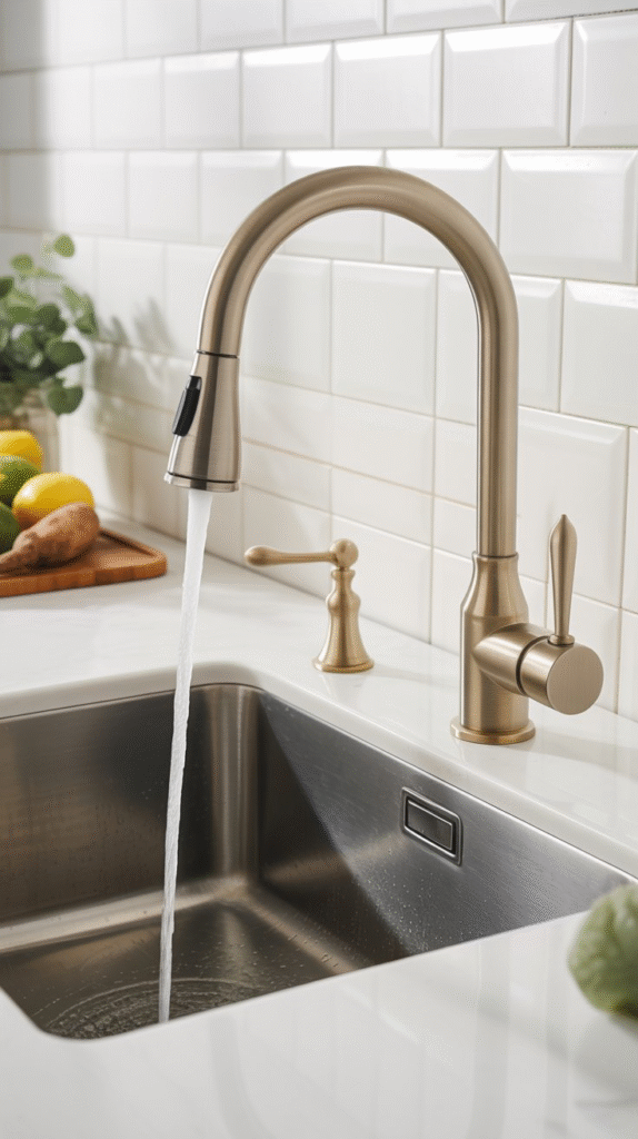 Brushed gold faucet for kitchen